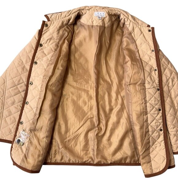 Joan Rivers Quilted Barn Jacket Khaki Brown Corduroy Detail Faux Suede Trim Sz L - Picture 6 of 16